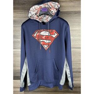 Superman Hoodie Pullover DC Comics Navy Blue w/Camo Insignia  M